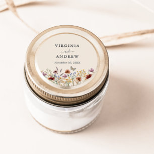 Boho-Wildblumen-Hochzeit Runder Aufkleber