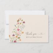 Boho Wildblumen Hochzeit Wohnung Danke Karte (Vorderseite)