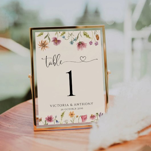 Boho Wildblumen Hochzeiten Tischnummern