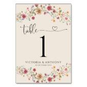 Boho Wildblumen Hochzeiten Tischnummern (Rückseite)