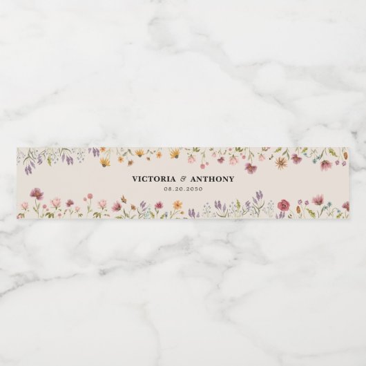 Boho Wildblumen Hochzeiten Wasser Flaschen Etikett (Einzelnes Label)