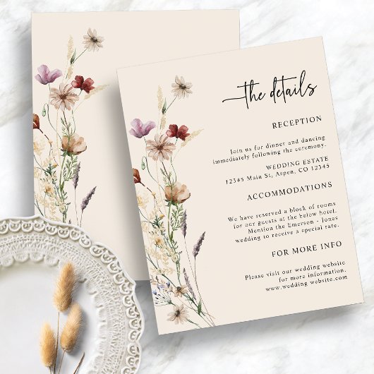 Boho Wildblumen Hochzeitkarte Begleitkarte