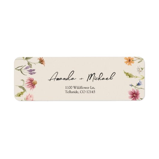 Boho Wildblumen Hochzeitrücksendeadresse (Vorne)