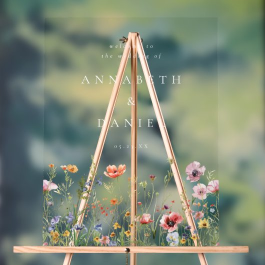 Boho-Wildblumen-Hochzeitsbegrüßung Acrylschild (Neutral)