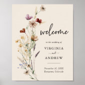 Boho-Wildblumen-Hochzeitsbegrüßung Poster (Vorne)