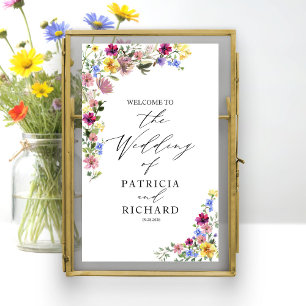 Boho-Wildblumen-Hochzeitsempfang Poster