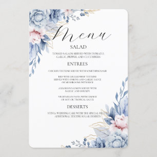 Boho-Wildblumen-Hochzeitsmenü-Einladung Menükarte