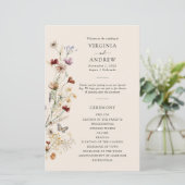 Boho-Wildblumen-Hochzeitsprogramm (Stehend Vorderseite)