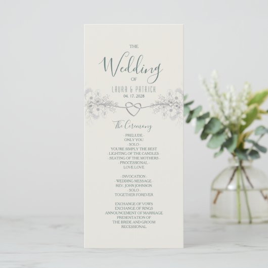 Boho-Wildblumen-Hochzeitsprogramm Programm (Stehend Vorderseite)