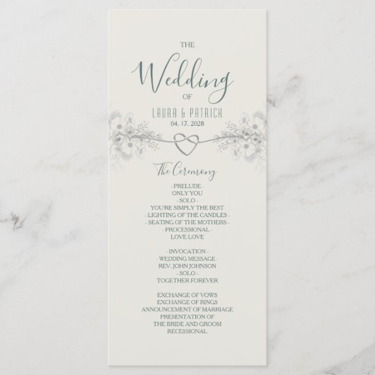 Boho-Wildblumen-Hochzeitsprogramm Programm (Vorderseite)