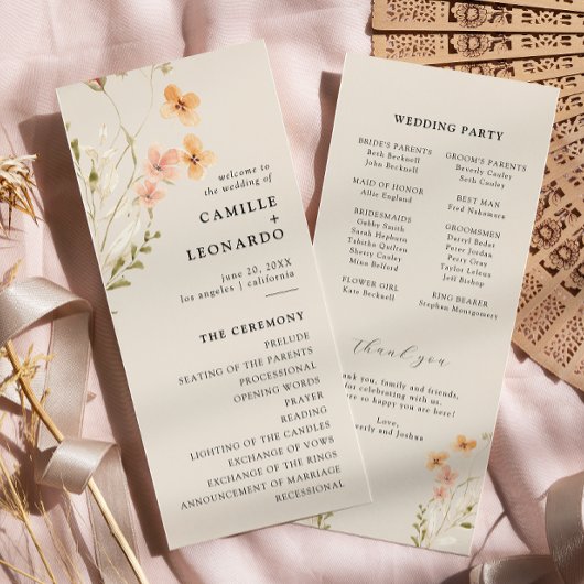 Boho-Wildblumen-Hochzeitsprogramm  Programm