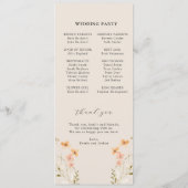 Boho-Wildblumen-Hochzeitsprogramm  Programm (Rückseite)