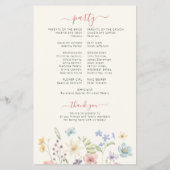 Boho-Wildblumen-Hochzeitsprogramm zum kleinen Prei Flyer (Hinten)