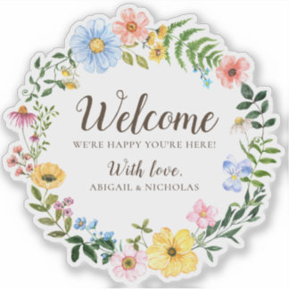 Boho Wildblumen Hochzeitsticker-Begrüßungsbeutel Aufkleber