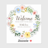 Boho Wildblumen Hochzeitsticker-Begrüßungsbeutel Aufkleber (Blatt)