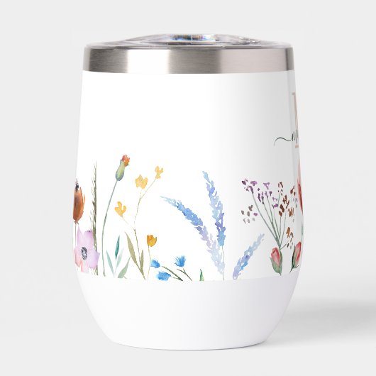 Boho Wildblumen Individuelle Name Monogram (Vorderseite)