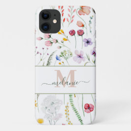 Boho Wildblumen Individuelle Name Monogram Case-Mate iPhone Hülle