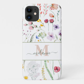 Boho Wildblumen Individuelle Name Monogram Case-Mate iPhone Hülle