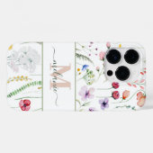 Boho Wildblumen Individuelle Name Monogram Case-Mate iPhone Hülle (Rückseite (Horizontal))
