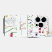 Boho Wildblumen Individuelle Name Monogram iPhone Hülle (Rückseite (Horizontal))