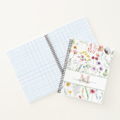 Boho Wildblumen Individuelle Name Monogram Notizblock (Innenseite)
