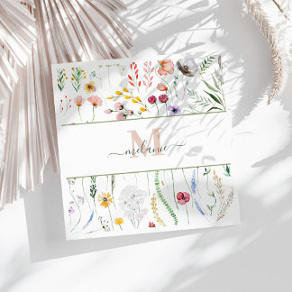 Boho Wildblumen Individuelle Name Monogram Serviette