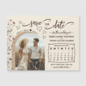 Boho-Wildblumen-Kalender & Foto-Speichern-Sie-das- Magneteinladung (Vorderseite)