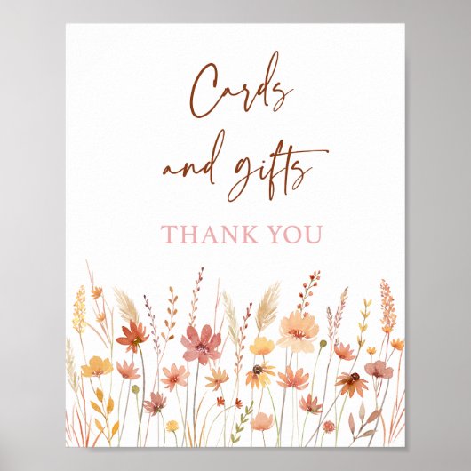 Boho Wildblumen Karten und Geschenke Babydusche Ze Poster (Vorne)