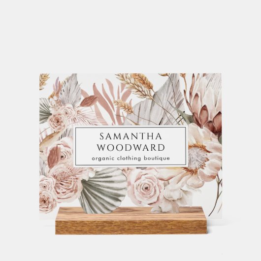 Boho Wildblumen Kleidung Branding-Zeichen Acrylschild (Vorderseite)