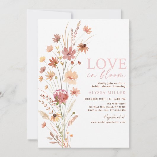 Boho Wildblumen Liebe in Bloom Brautparty Einladung (Vorderseite)