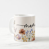 Boho Wildblumen Mama Kaffeetasse (Vorderseite Links)