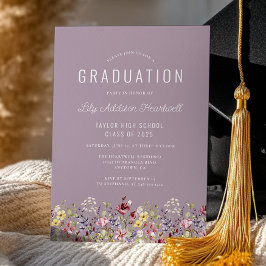 Boho Wildblumen Mauve Graduation Party Einladung