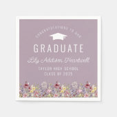 Boho Wildblumen Mauve Graduation Party Serviette (Vorderseite)