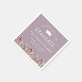 Boho Wildblumen Mauve Graduation Party Serviette (Ecke)