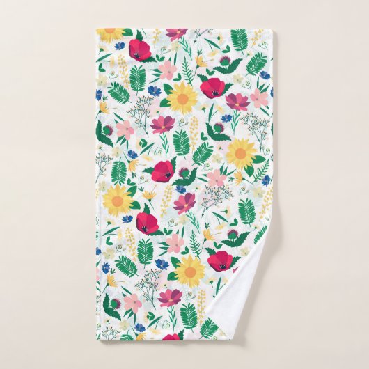 Boho Wildblumen Meadow Floral Design Badhandtuch Set (Handtuch)