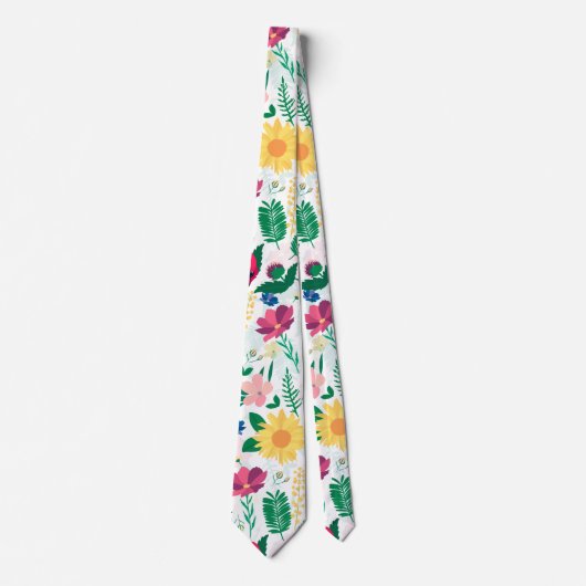 Boho Wildblumen Meadow Floral Design Krawatte (Vorderseite)