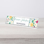 Boho Wildblumen Meadow Floral Design Schreibtischnamensplakette (Vorderseite )