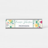 Boho Wildblumen Meadow Floral Design Schreibtischnamensplakette (Vorderseite )