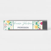 Boho Wildblumen Meadow Floral Design Schreibtischnamensplakette (Vorderseite )