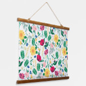 Boho Wildblumen Meadow Floral Design Wandteppich Mit Holzrahmen (Gewinkelt)