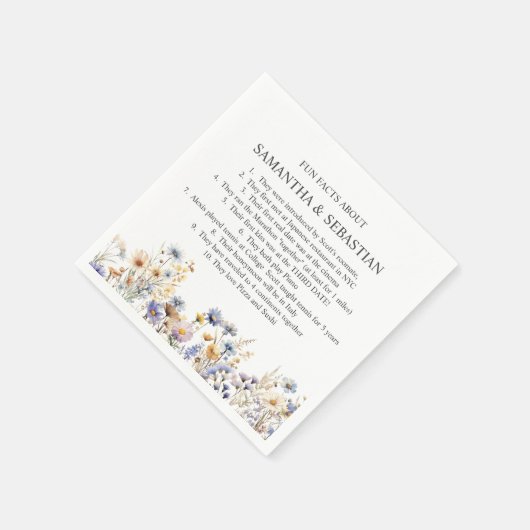 BOHO WILDBLUMEN MEADOW FUN FACT WEDING SERVIETTE (Ecke)