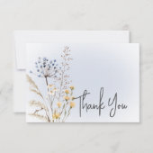 Boho Wildblumen Modern Blue Wedding Vielen Dank Dankeskarte (Vorderseite)