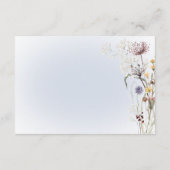 Boho Wildblumen Moderne blaue Details Hochzeit Begleitkarte (Rückseite)