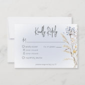 Boho Wildblumen Moderne Blue Response Card RSVP Karte (Vorderseite)