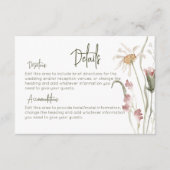 Boho Wildblumen Moderne Blumendetails Hochzeit Begleitkarte (Vorderseite)