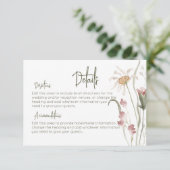 Boho Wildblumen Moderne Blumendetails Hochzeit Begleitkarte (Stehend Vorderseite)
