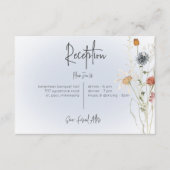 Boho Wildblumen Modernes Blue Empfang Hochzeit Begleitkarte (Vorderseite)