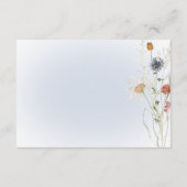Boho Wildblumen Modernes Blue Empfang Hochzeit Begleitkarte (Rückseite)