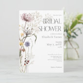 Boho Wildblumen Modernes Brautparty Einladung (Stehend Vorderseite)