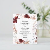 Boho-Wildblumen-Monogramm-Hochzeits-Einladung (Stehend Vorderseite)